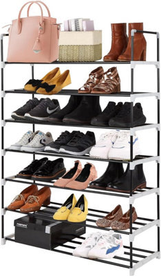 Mantrraj 7 Tier Metal Shoe Rack Quick Assembly Space Saving Heavy Duty Shoe Storage And Shoe Organiser Black - image 1