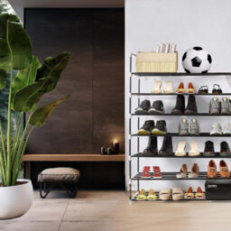 Mantrraj 7 Tier Metal Shoe Rack Quick Assembly Space Saving Heavy Duty Shoe Storage And Shoe Organiser Black - thumbnail 7
