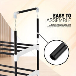 Mantrraj 7 Tier Metal Shoe Rack Quick Assembly Space Saving Heavy Duty Shoe Storage And Shoe Organiser Black - thumbnail 3