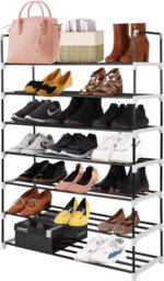 Mantrraj 7 Tier Metal Shoe Rack Quick Assembly Space Saving Heavy Duty Shoe Storage And Shoe Organiser Black - thumbnail 1