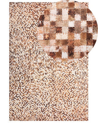 Beliani Rug Torul Brown 160 X 230 Cm Leather - image 1