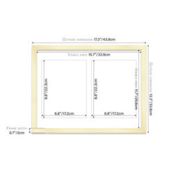 16X12 Inch 2 Opening Photo Collage Frame, Display Two 9X7 Inch Photos, Multi Aperture Family Picture Frame, Gold - thumbnail 4