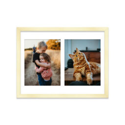 16X12 Inch 2 Opening Photo Collage Frame, Display Two 9X7 Inch Photos, Multi Aperture Family Picture Frame, Gold - thumbnail 1