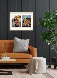 16X12 Inch 2 Opening Photo Collage Frame, Display Two 9X7 Inch Photos, Multi Aperture Family Picture Frame, Gold - thumbnail 3