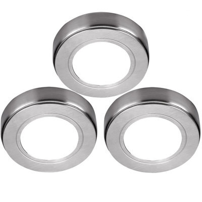 3-Pack Chrome Round Under Cabinet Led Lighting Kit - 240V Mains - Natural White Brightness - image 1