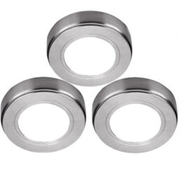 3-Pack Chrome Round Under Cabinet Led Lighting Kit - 240V Mains - Natural White Brightness