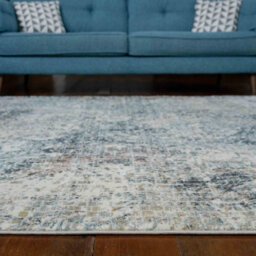 Loomed Blue Grey Contemporary Mosaic Pattern Area Rug 60X110Cm - thumbnail 3