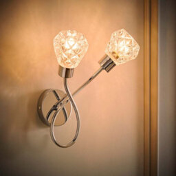 Valuelights Astley Chrome 2 Way Wall Light With Swirl Effect Shades And Bulbs - thumbnail 1