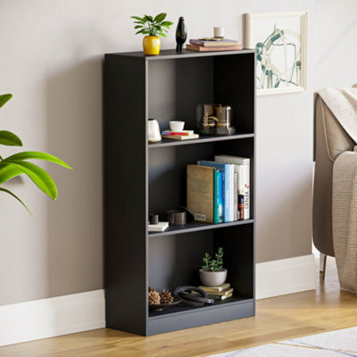 Lassic Vida Designs Cambridge Black 3 Tier Medium Bookcase Freestanding Shelving Unit (H)1080mm (W)600mm (D)240mm - image 1