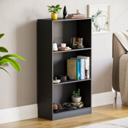 Lassic Vida Designs Cambridge Black 3 Tier Medium Bookcase Freestanding Shelving Unit (H)1080mm (W)600mm (D)240mm - thumbnail 1