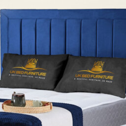 UKBEDFURNITURE Sierra Blue Plush Valvet Upholstered Bed Frame Only - Slatted Base - 48 Inch Headboard - thumbnail 2