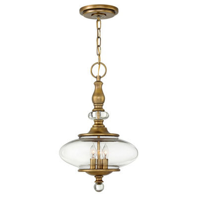 Elegant 3 Bulb Heritage Brass Ceiling Pendant Light With E14 Led 60W Bulbs
