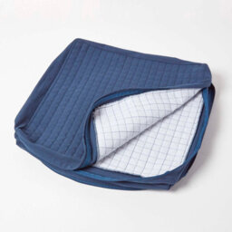 Homescapes Navy Quilted Cotton 3 Seater Orthopaedic Booster Cushion Cover - thumbnail 3