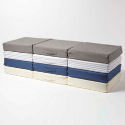 Homescapes Navy Quilted Cotton 3 Seater Orthopaedic Booster Cushion Cover - thumbnail 6