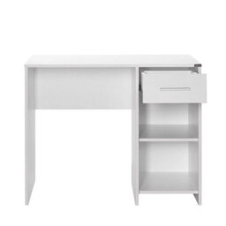 Matt White Study Desk 1 Drawer Two Shelves With Metal Pull Handle - thumbnail 5