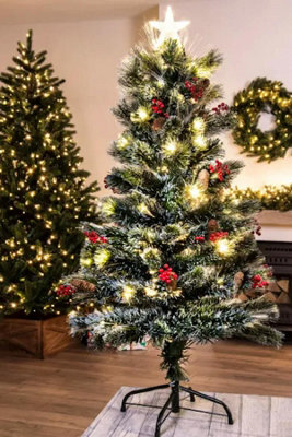 Christmas Tree World The 4Ft/120Cm Frosted Led Pine Fibre Optic Tree - image 1