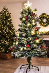 Christmas Tree World The 4Ft/120Cm Frosted Led Pine Fibre Optic Tree