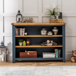 The Furniture Market Westbury Blue Painted Wide Low Adjustable 2 Shelf Bookcase - thumbnail 2