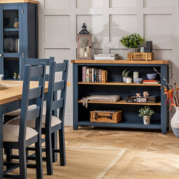 The Furniture Market Westbury Blue Painted Wide Low Adjustable 2 Shelf Bookcase - thumbnail 3