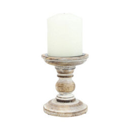 Wooden Candle Holder White Shabby Chic Pillar Candle Stick Holder Assorted 3Pcs - thumbnail 2