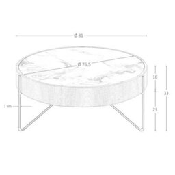 Angel Cerda Elegant Round Coffee Table In Porcelain Marble And Walnut With Black Steel Legs - thumbnail 5