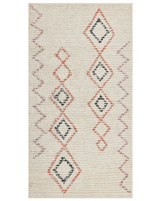 Beliani Beige Cotton Rug 80 X 150 Cm - Hand-Tufted Geometric Low-Pile. - image 1