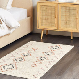 Beliani Beige Cotton Rug 80 X 150 Cm - Hand-Tufted Geometric Low-Pile. - thumbnail 2