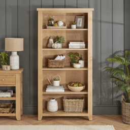 The Furniture Market Cheshire Whitewash Oak Large Tall Bookcase - thumbnail 2