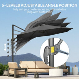 Outsunny 3 X 3(M) Cantilever Parasol Garden Umbrella With Cross Base Black - thumbnail 5
