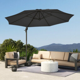Outsunny 3 X 3(M) Cantilever Parasol Garden Umbrella With Cross Base Black - thumbnail 8