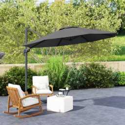 Outsunny 3 X 3(M) Cantilever Parasol Garden Umbrella With Cross Base Black - thumbnail 9