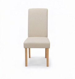 Hallowood Furniture Premium Roll Top Linen Fabric Cream Dining Chairs Set Of 2 With Solid Wooden Legs - thumbnail 2