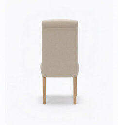 Hallowood Furniture Premium Roll Top Linen Fabric Cream Dining Chairs Set Of 2 With Solid Wooden Legs - thumbnail 4
