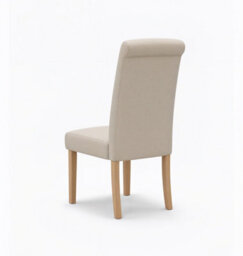 Hallowood Furniture Premium Roll Top Linen Fabric Cream Dining Chairs Set Of 2 With Solid Wooden Legs - thumbnail 5