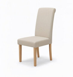 Hallowood Furniture Premium Roll Top Linen Fabric Cream Dining Chairs Set Of 2 With Solid Wooden Legs - thumbnail 6