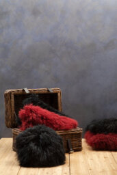 Orsina Bosie Mongolian Fur Maroon Square Cushion - thumbnail 2
