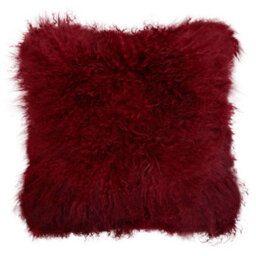 Orsina Bosie Mongolian Fur Maroon Square Cushion