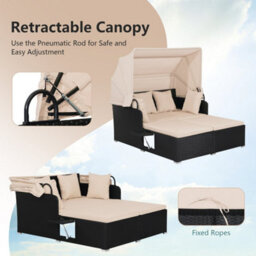 Outdoor Daybed Pe Rattan Wicker For 2 Persons - thumbnail 4