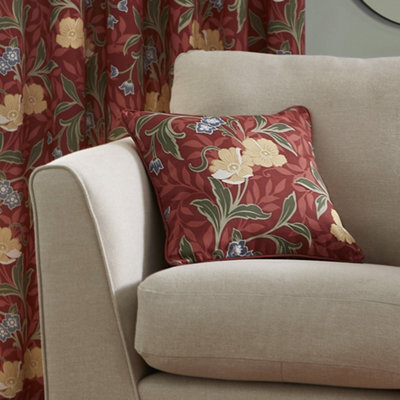Dreams & Drapes Sandringham 100% Cotton Red Filled Cushion - image 1