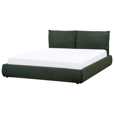 Beliani Bed Fabric Vinay 160 X 200 Cm (Eu King Size) Dark Green - image 1