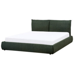 Beliani Bed Fabric Vinay 160 X 200 Cm (Eu King Size) Dark Green - thumbnail 1