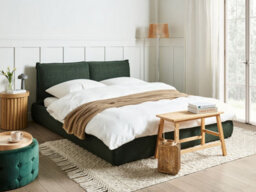 Beliani Bed Fabric Vinay 160 X 200 Cm (Eu King Size) Dark Green - thumbnail 2