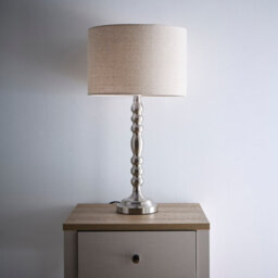 K Living Rosa Satin Nickel Table Lamp With Linen Shade