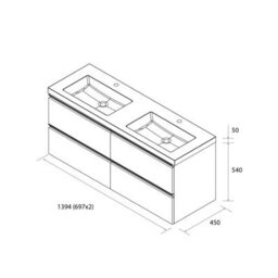 Cygnus bath Bequia Metal Vanity Unit 140Cm Oak Toscana Basin Mineral Composite - thumbnail 4