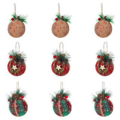 Living And Home Set Of 9 Christmas Decoration Christmas Bauble Set Xmas Ornament - image 1