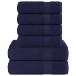 Berkfield 6 Piece Towel Set Navy Blue 360 Gsm 100% Cotton