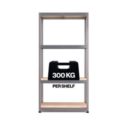 Rb Boss Garage Shelving Unit 4 Shelf Mdf Galvanised Steel (H)1800mm (W)900mm (D)400mm - thumbnail 4