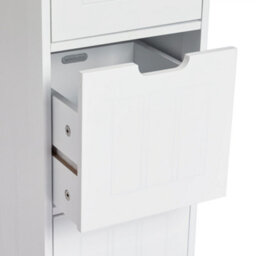 Vonhaus Bathroom Storage Drawers, White Freestanding Bathroom Cabinet With 3 Drawers & Shaker Tongue & Groove Design, Holbrook - thumbnail 7