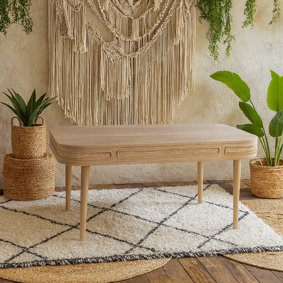Wyld Haus Chicago Cane And Carved Mango Wood 6-Seater Dining Table - image 1