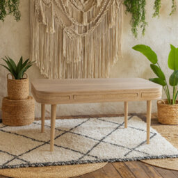 Wyld Haus Chicago Cane And Carved Mango Wood 6-Seater Dining Table - thumbnail 1